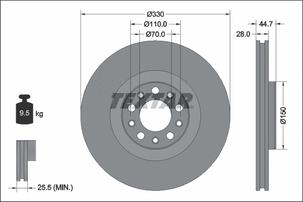 92337905 TEXTAR Тормозной диск (фото 1)