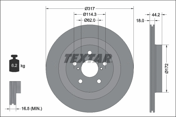 92343103 TEXTAR Тормозной диск (фото 1)
