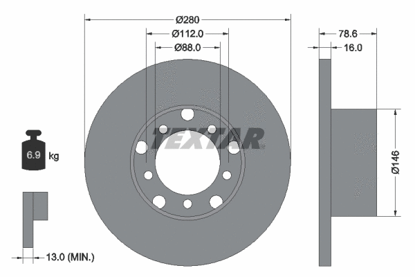 93012400 TEXTAR Тормозной диск (фото 1)