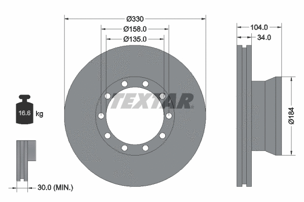 93085400 TEXTAR Тормозной диск (фото 1)