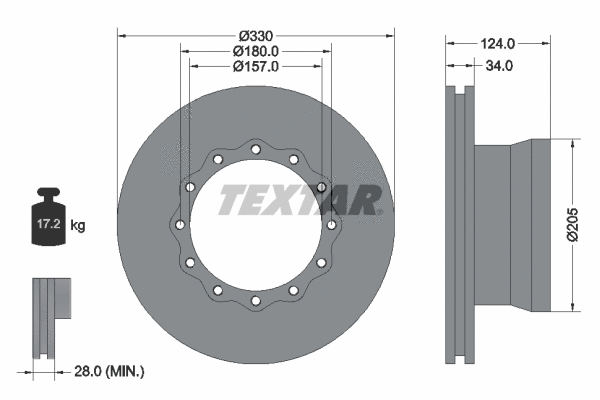 93085500 TEXTAR Тормозной диск (фото 1)