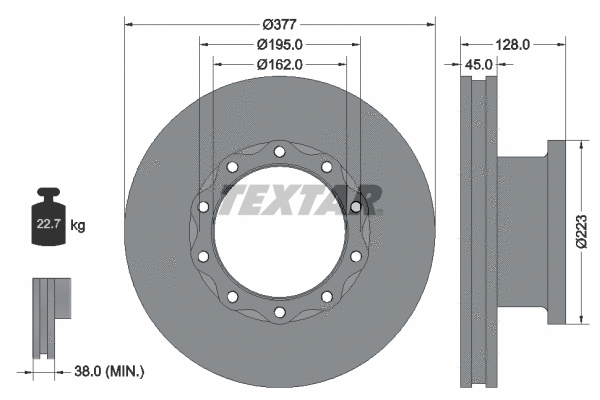 93086900 TEXTAR Тормозной диск (фото 1)
