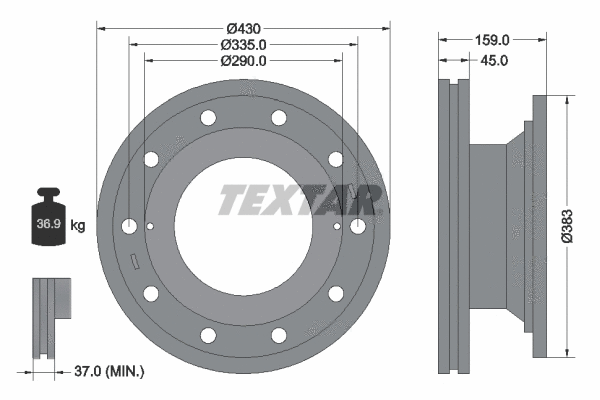 93095900 TEXTAR Тормозной диск (фото 1)