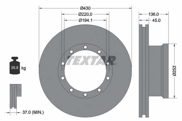 93101200 TEXTAR Тормозной диск (фото 1)