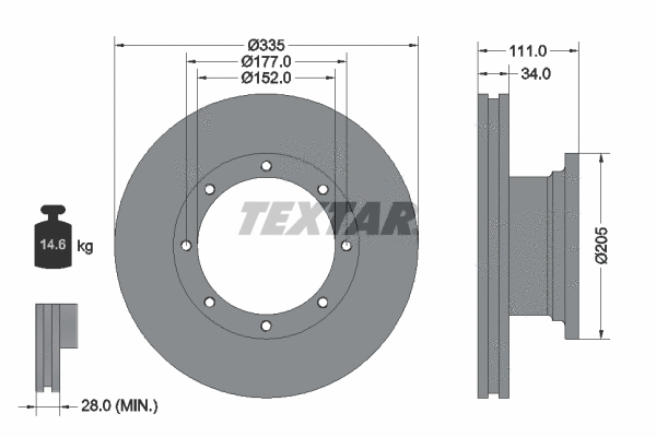 93102400 TEXTAR Тормозной диск (фото 1)