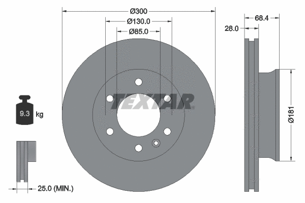 93143200 TEXTAR Тормозной диск (фото 1)