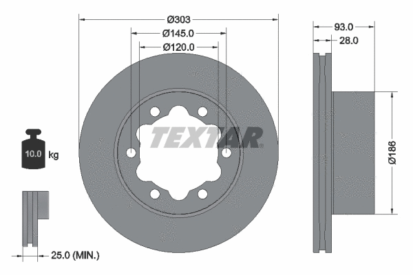 93143403 TEXTAR Тормозной диск (фото 1)