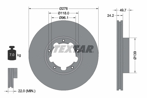 93185300 TEXTAR Тормозной диск (фото 1)
