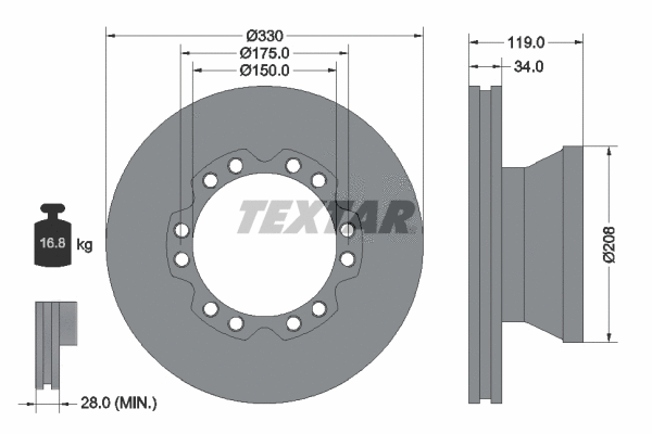93187800 TEXTAR Тормозной диск (фото 1)