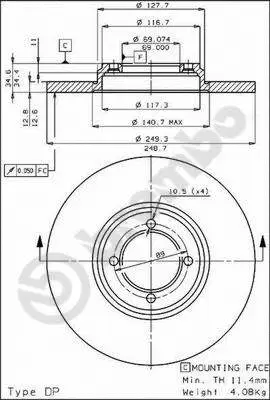 08.2477.10 BREMBO Тормозной диск (фото 1)