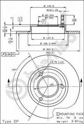 08.3962.10 BREMBO Тормозной диск (фото 1)