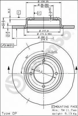 08.3965.20 BREMBO Тормозной диск (фото 1)