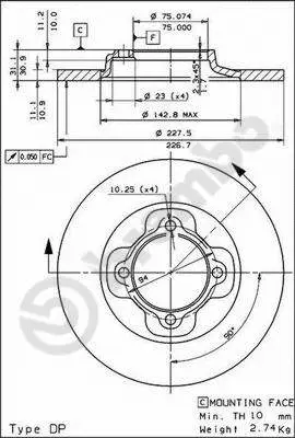 08.4436.10 BREMBO Тормозной диск (фото 1)