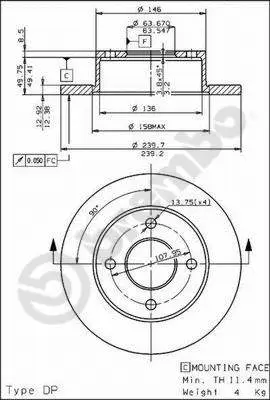 08.4946.20 BREMBO Тормозной диск (фото 1)