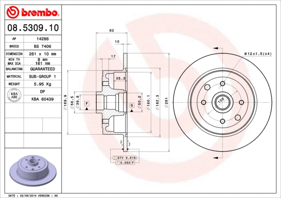 08.5309.10 BREMBO Тормозной диск (фото 1)