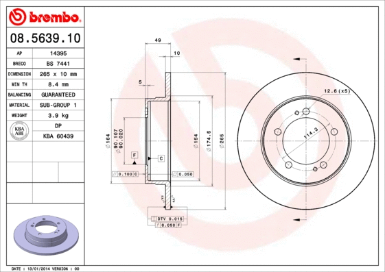 08.5639.10 BREMBO Тормозной диск (фото 1)