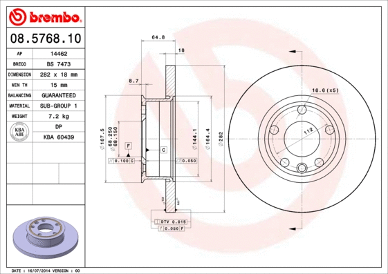 08.5768.10 BREMBO Тормозной диск (фото 1)