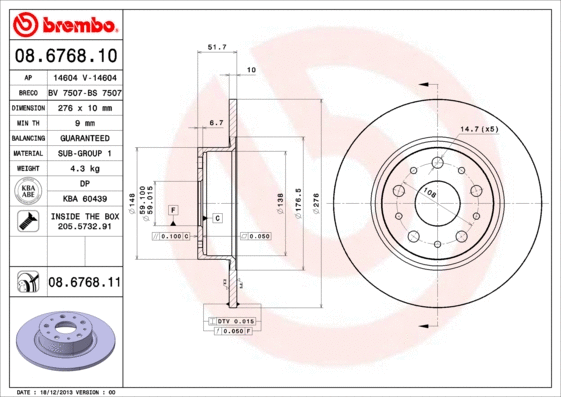 08.6768.11 BREMBO Тормозной диск (фото 1)