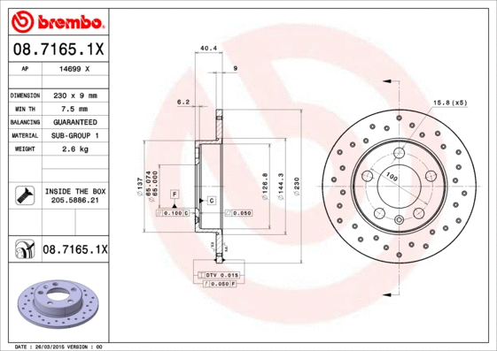 08.7165.1X BREMBO Тормозной диск (фото 1)