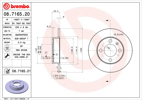 08.7165.20 BREMBO Тормозной диск (фото 1)