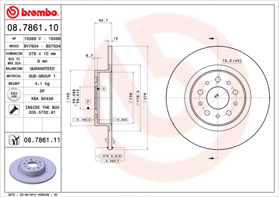 08.7861.10 BREMBO Тормозной диск (фото 1)