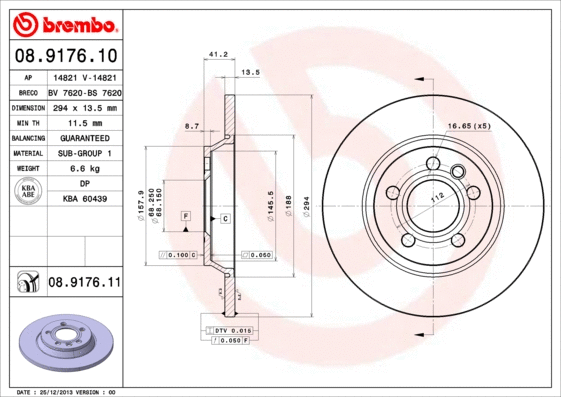 08.9176.10 BREMBO Тормозной диск (фото 1)
