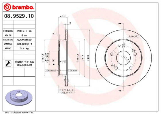 08.9529.10 BREMBO Тормозной диск (фото 1)