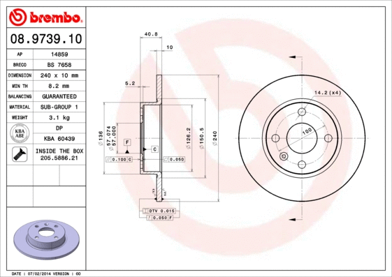 08.9739.10 BREMBO Тормозной диск (фото 1)