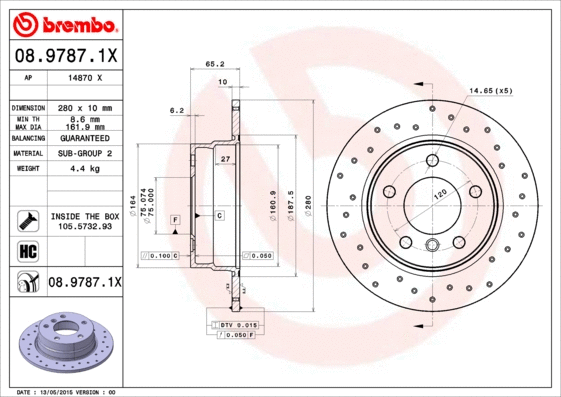 08.9787.1X BREMBO Тормозной диск (фото 1)