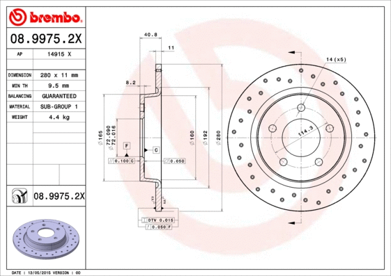 08.9975.2X BREMBO Тормозной диск (фото 1)