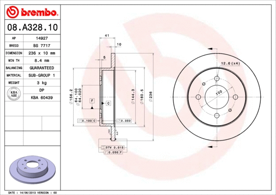 08.A328.10 BREMBO Тормозной диск (фото 1)