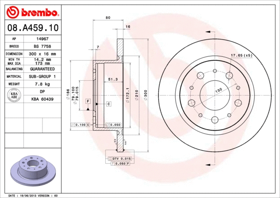 08.A459.10 BREMBO Тормозной диск (фото 1)