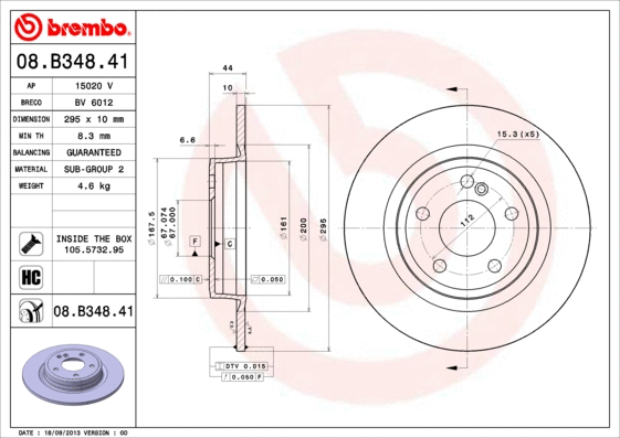 08.B348.41 BREMBO Тормозной диск (фото 1)