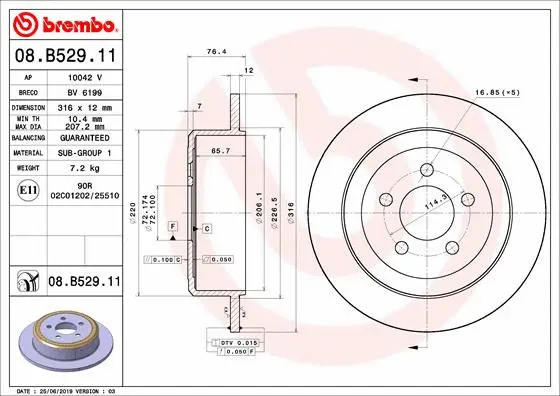 08.B529.11 BREMBO Тормозной диск (фото 1)