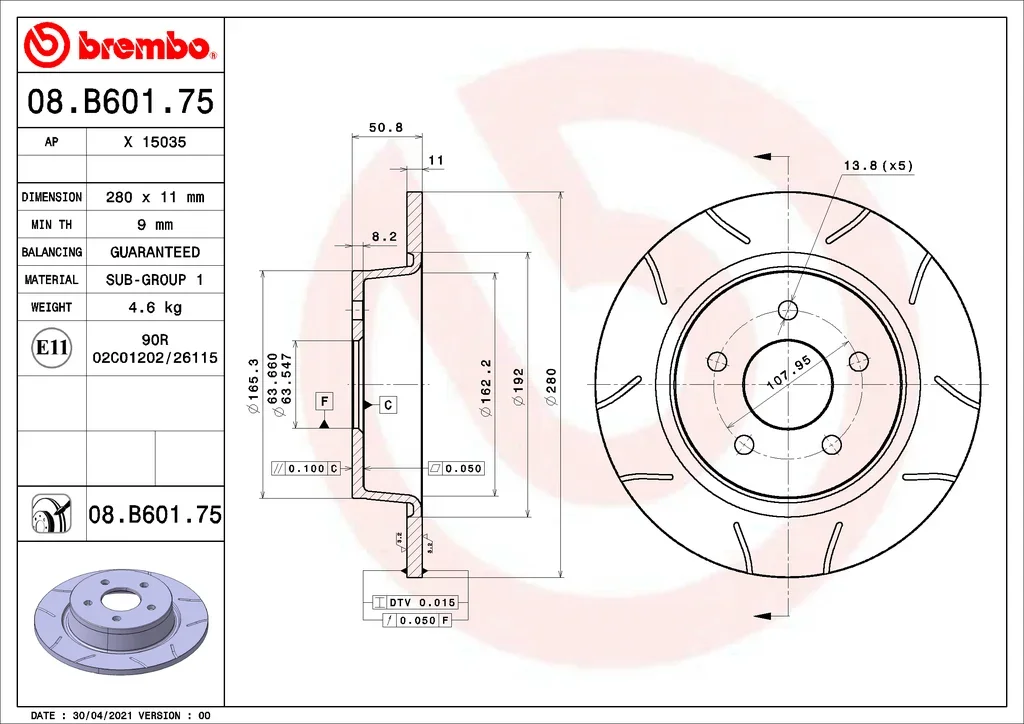 08.B601.75 BREMBO Тормозной диск (фото 1)