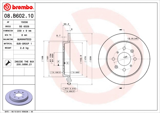 08.B602.10 BREMBO Тормозной диск (фото 1)
