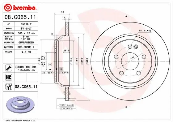 08.C065.11 BREMBO Тормозной диск (фото 1)
