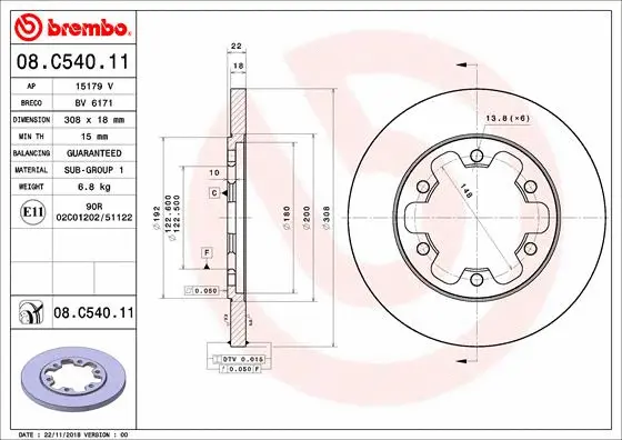 08.C540.11 BREMBO Тормозной диск (фото 1)
