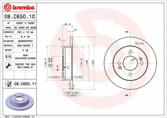 08.C650.11 BREMBO Тормозной диск (фото 1)