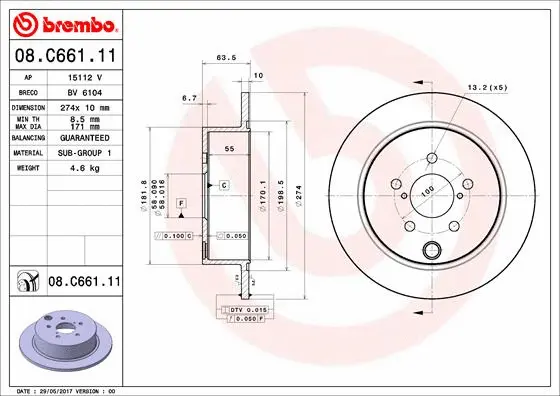 08.C661.11 BREMBO Тормозной диск (фото 1)