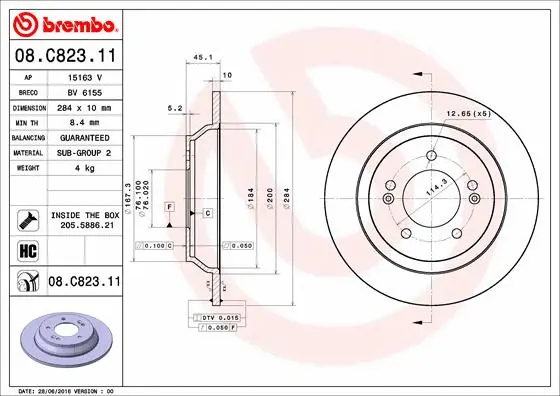 08.C823.11 BREMBO Тормозной диск (фото 1)