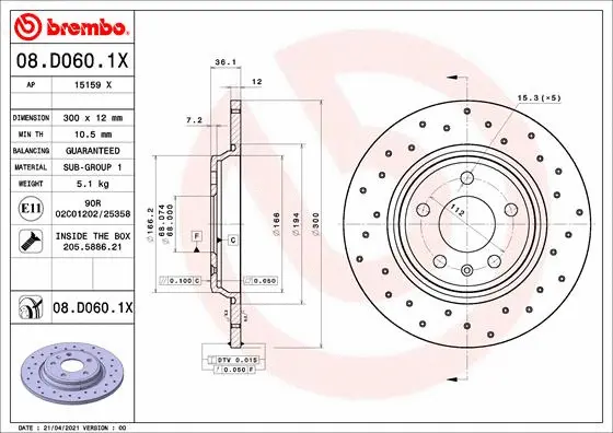 08.D060.1X BREMBO Тормозной диск (фото 1)