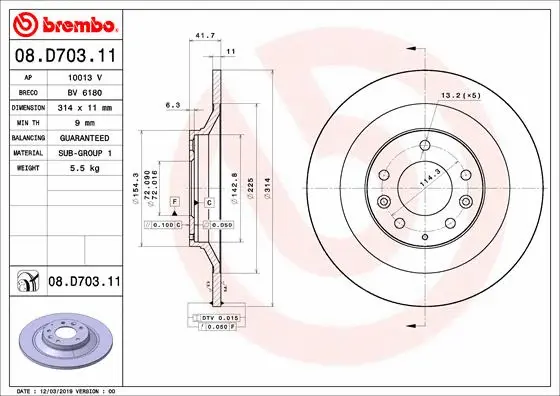 08.D703.11 BREMBO Тормозной диск (фото 1)