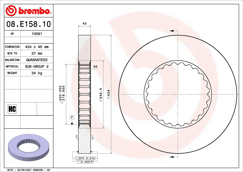 08.E158.10 BREMBO Тормозной диск (фото 1)