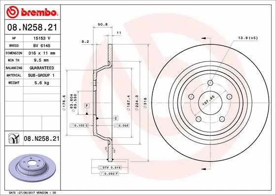 08.N258.21 BREMBO Тормозной диск (фото 1)