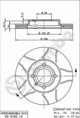 09.5166.75 BREMBO Тормозной диск (фото 1)