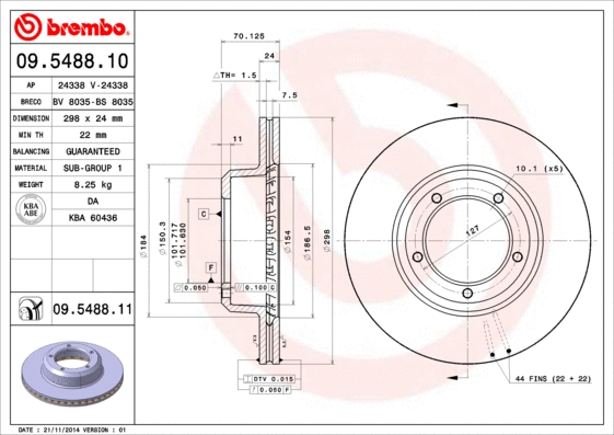 09.5488.10 BREMBO Тормозной диск (фото 1)