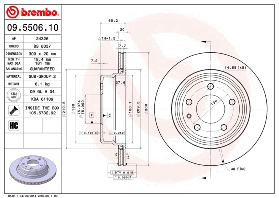 09.5506.10 BREMBO Тормозной диск (фото 1)