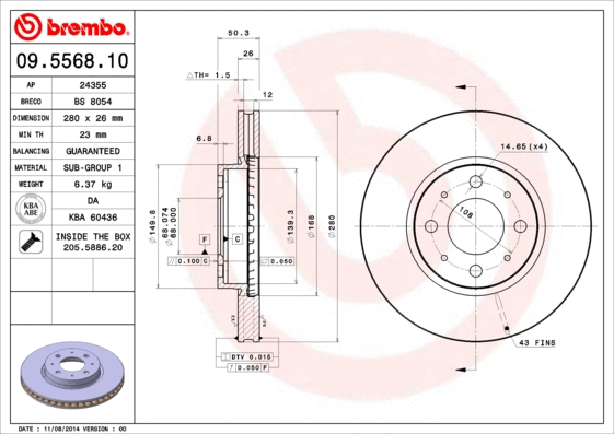 09.5568.10 BREMBO Тормозной диск (фото 1)