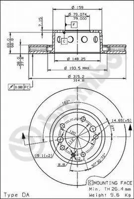 09.5929.10 BREMBO Тормозной диск (фото 1)